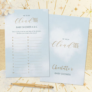 Cloud 9 Celestial Blue Baby Shower ABC Game