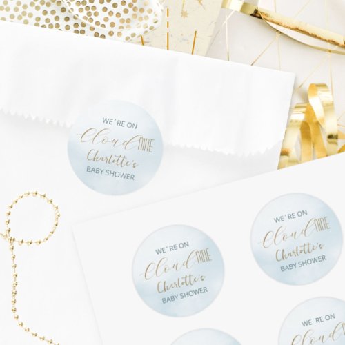 Cloud 9 Celestial Blue Baby Shower Classic Round Sticker