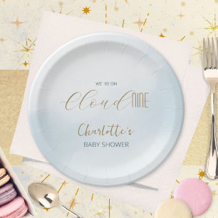 Cloud 9 Celestial Blue Baby Shower Paper Plates