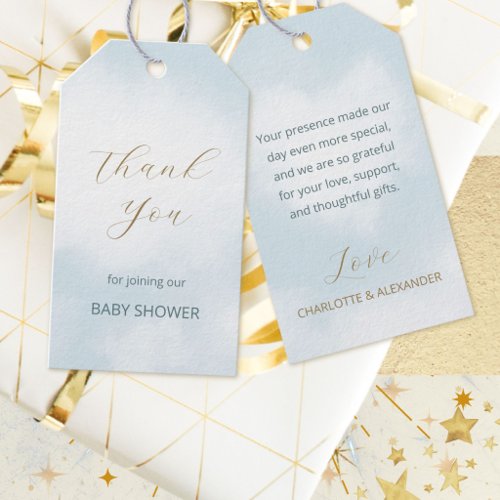 Cloud 9 Celestial Blue Baby Shower Thank You Gift Tags