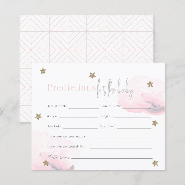 Cloud 9 Gold Stars Pink Girl Baby Predictions (Front/Back)