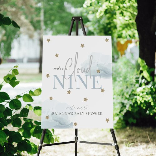 Cloud 9 Gold Stars Watercolor Baby Shower Welcome Foam Board