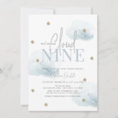 Dusty Blue Clouds Hello Baby Shower All In One Invitation