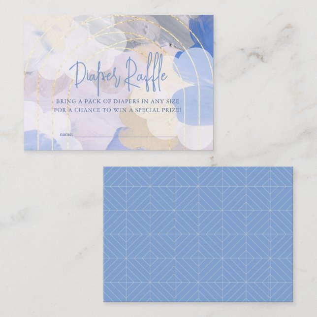 Cloud 9 Gouache Baby Shower Diaper Raffle Enclosure Card (Front/Back)