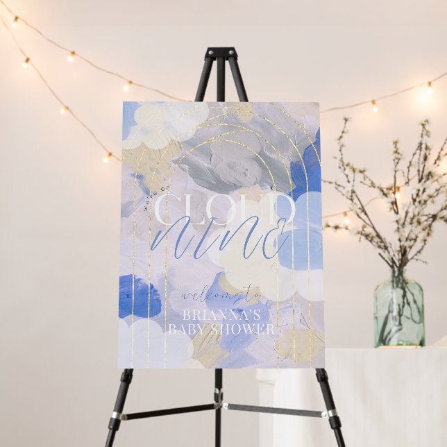 Cloud 9 Gouache Brush Stroke Baby Shower Welcome Foam Board (In Situ (Stand))