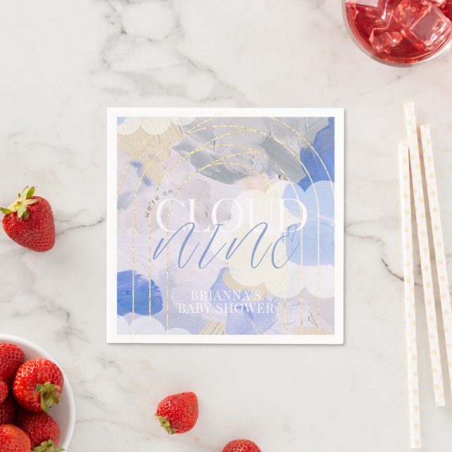 Cloud 9 Gouache Paint Brush Stroke Baby Shower Napkins (Insitu)