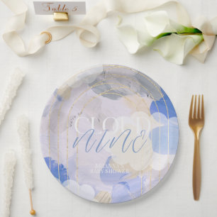 Cloud 9 Gouache Paint Brush Stroke Baby Shower Paper Plates