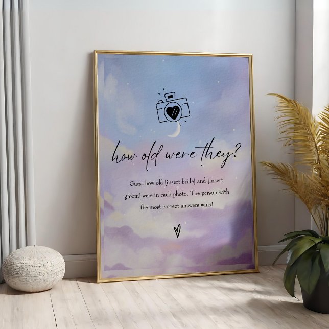Cloud 9 How Old Were They Bridal Shower Game Sign (Creator Uploaded)