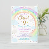 Cloud 9 Invitation Rainbow Clouds Invitation (Standing Front)