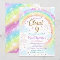 Cloud 9 Invitation Rainbow Clouds Invitation