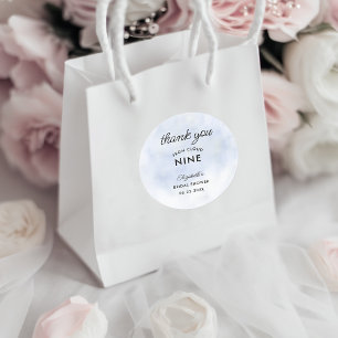 Cloud 9 Pastel Blue Elegant Modern Bridal Shower Classic Round Sticker