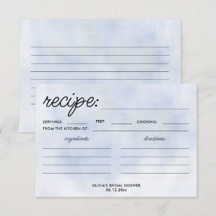 Cloud 9 Pastel Blue Sky Bridal Shower Recipe Card