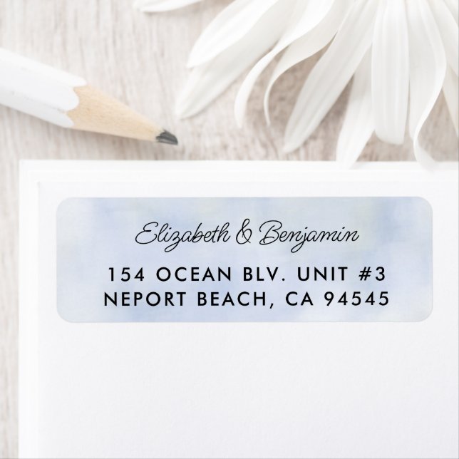 Cloud 9 Pastel Blue Sky Elegant Return Address Label (Insitu)