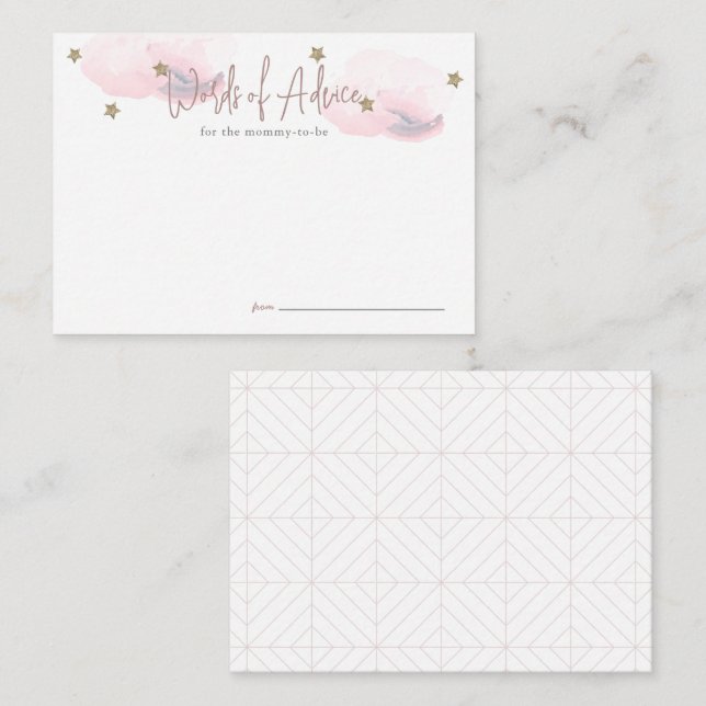 Cloud 9 Pink Baby Shower Advice Enclosure Card (Front/Back)