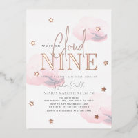 Cloud 9 Pink Clouds Watercolor Girl Baby Shower
