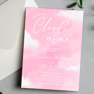 Cloud 9 Pink Girl Baby Shower Invitation