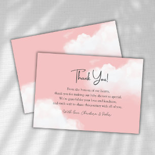 Cloud 9 Pink Girl Baby Shower Thank You Card