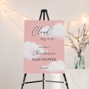 Cloud 9 Pink Girl Baby Shower Welcome Sign