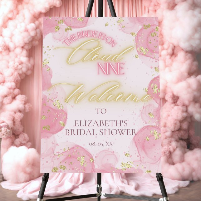 Cloud 9 Pink Gold Bridal Shower Welcome Sign (Creator Uploaded)