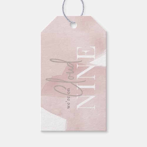 Cloud 9 Pink Sky Watercolor Girl Baby Shower Gift Tags