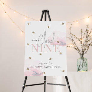 Cloud 9 Stars Watercolor Pink Baby Shower Welcome Foam Board