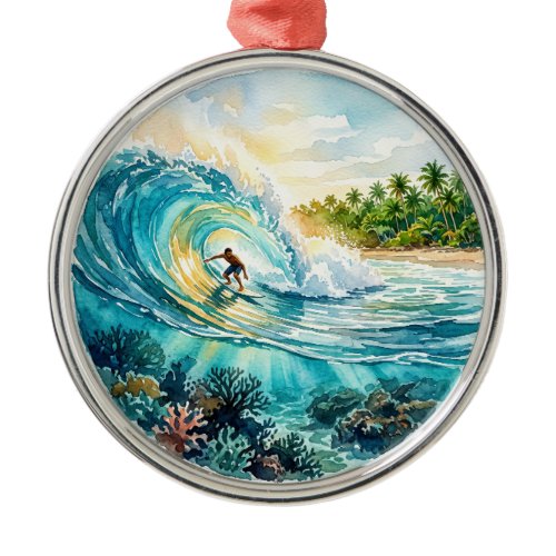 Cloud 9 Surf Break Metal Ornament