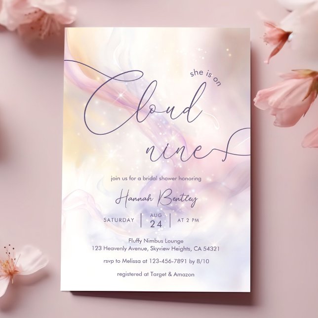 Cloud 9 Watercolor Bridal Shower Invitation (Creator Uploaded)