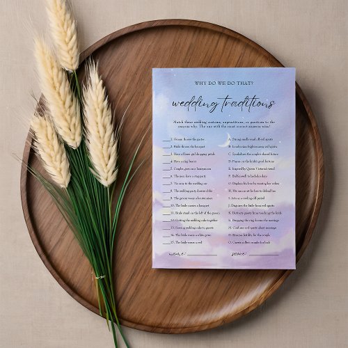 Cloud 9 Wedding Traditions Bridal Shower Game Card