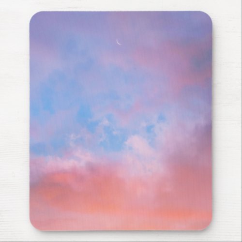  cloud aesthetic sky pastel star light crescent  mouse pad