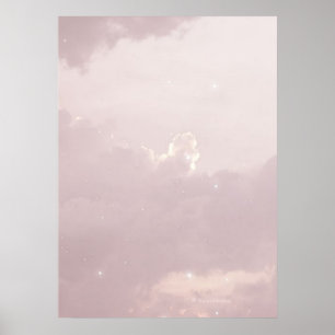 cloud aesthetic sky pastel star light crescent poster