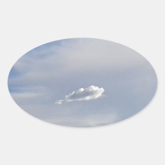 Cloud And Cloud Oval Sticker