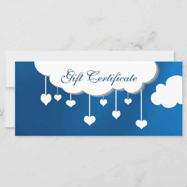 Cloud And Heart Raindrop Gift Certificate (Front)