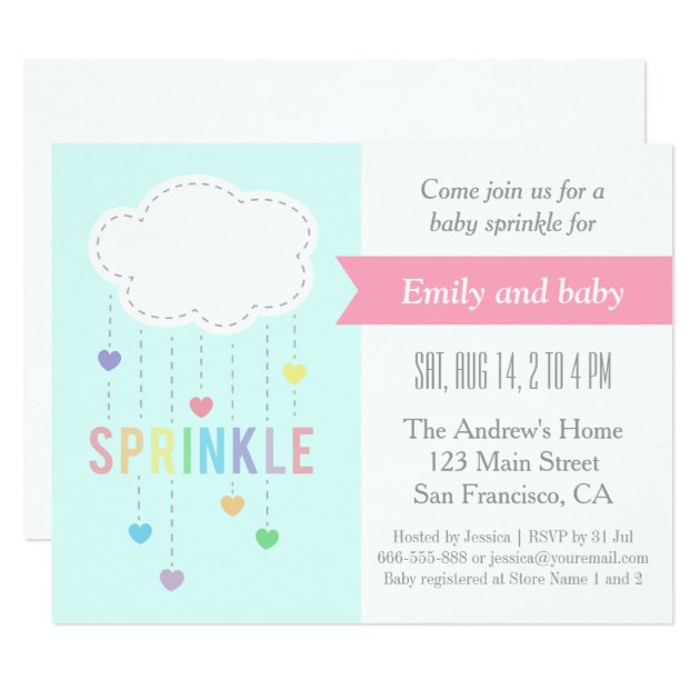 Cloud And Hearts Baby Sprinkle Shower Invitations