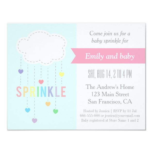 Cloud And Hearts Baby Sprinkle Shower Invitations