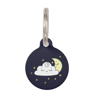 Cloud and Moon Pet ID Tag