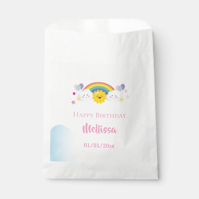 Cloud and Rainbow Children Birthday party Favor Bag (Front)