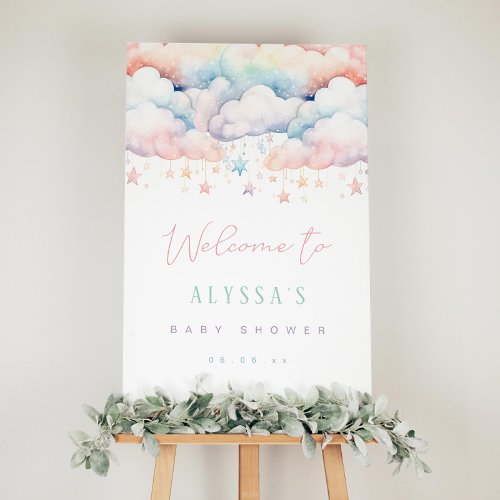 Cloud and Stars Baby Shower Welcome Sign