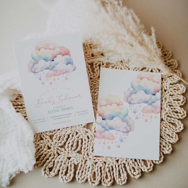 Cloud and Stars Gender Neutral Baby Shower Invitation (Creator Uploaded)