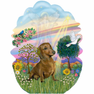 Cloud Angel and Dachshund (brown-red) Cutout