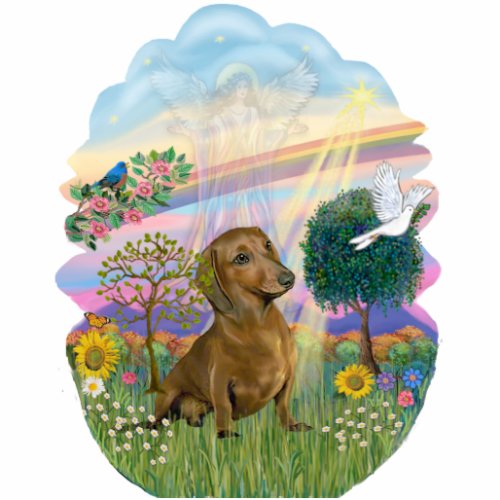 Cloud Angel and Dachshund brown_red Cutout