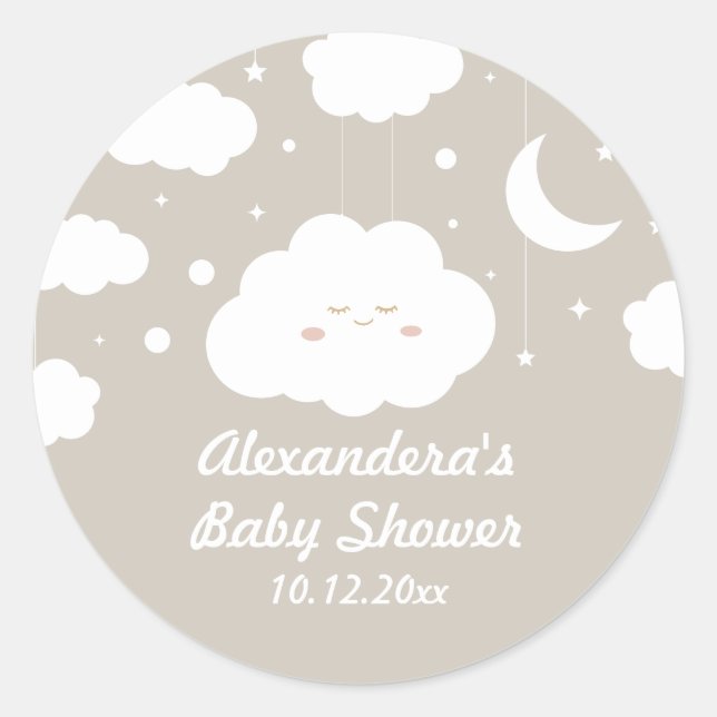 Cloud Baby Shower Favor Classic Round Sticker (Front)
