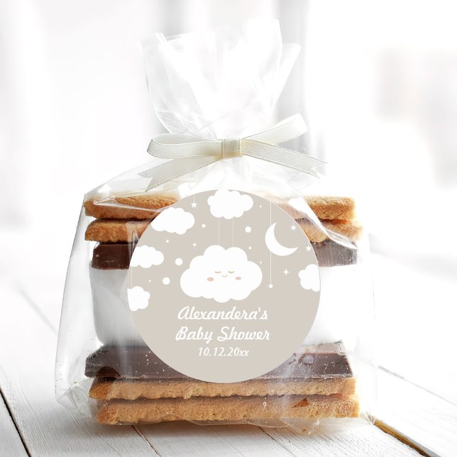Cloud Baby Shower Favor Classic Round Sticker (Creator Uploaded)