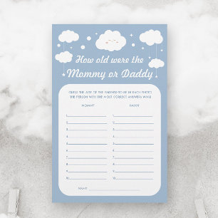 Cloud Baby Shower Game Guess Age Mommy Daddy Blue