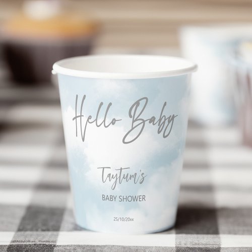 Cloud baby shower grey clouds baby shower template paper cups