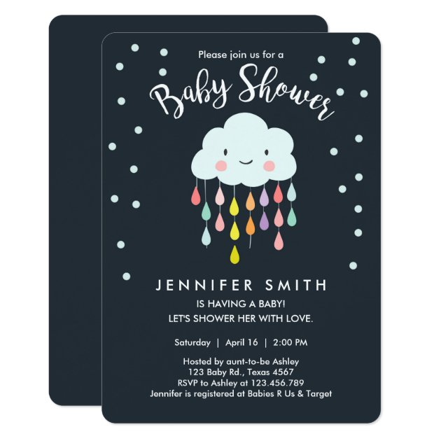 Cloud Baby Shower Invitation Raindrop Love