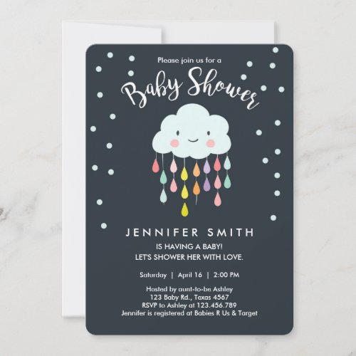 Cloud Baby Shower Invitation Raindrop Love