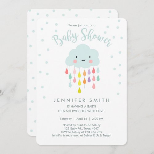 Cloud Baby Shower Invitation Raindrop Love