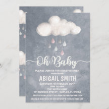 Cloud Baby Shower Invitation Raindrop Love
