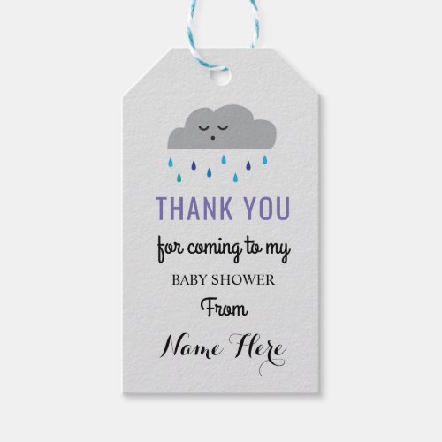 Cloud Baby Shower Rain Sleeping Boy Sprinkle Gift Tags