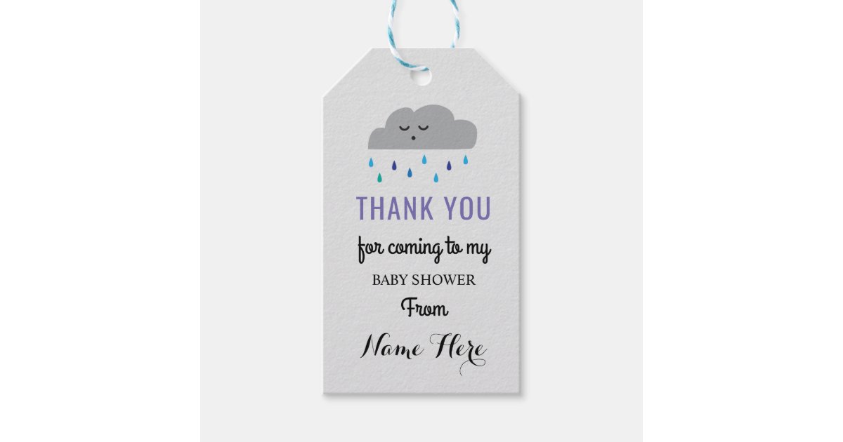 Cloud Baby Shower Rain Sleeping Boy Sprinkle Gift Tags Zazzle